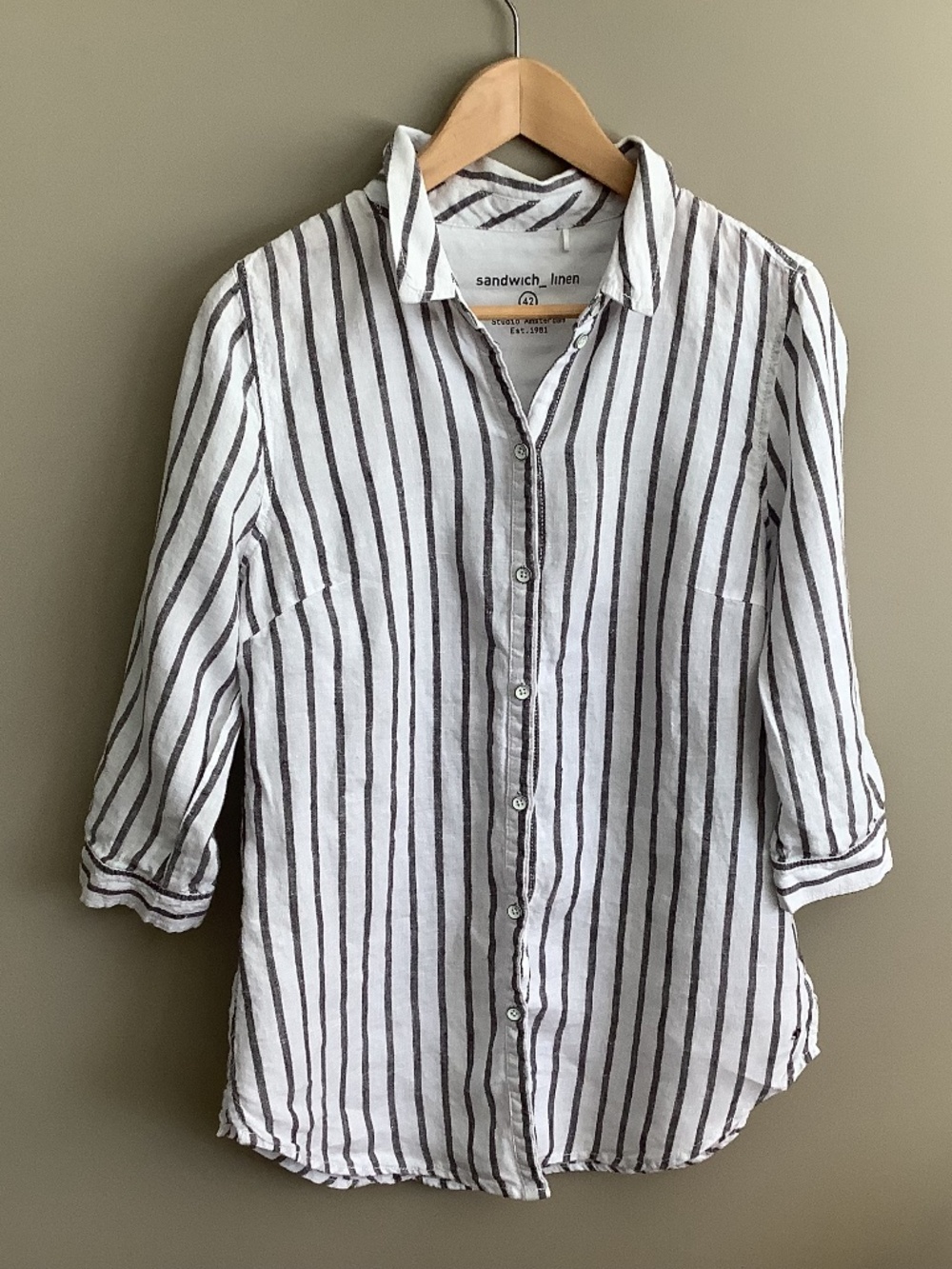 sandwich Linen striped button down shirt